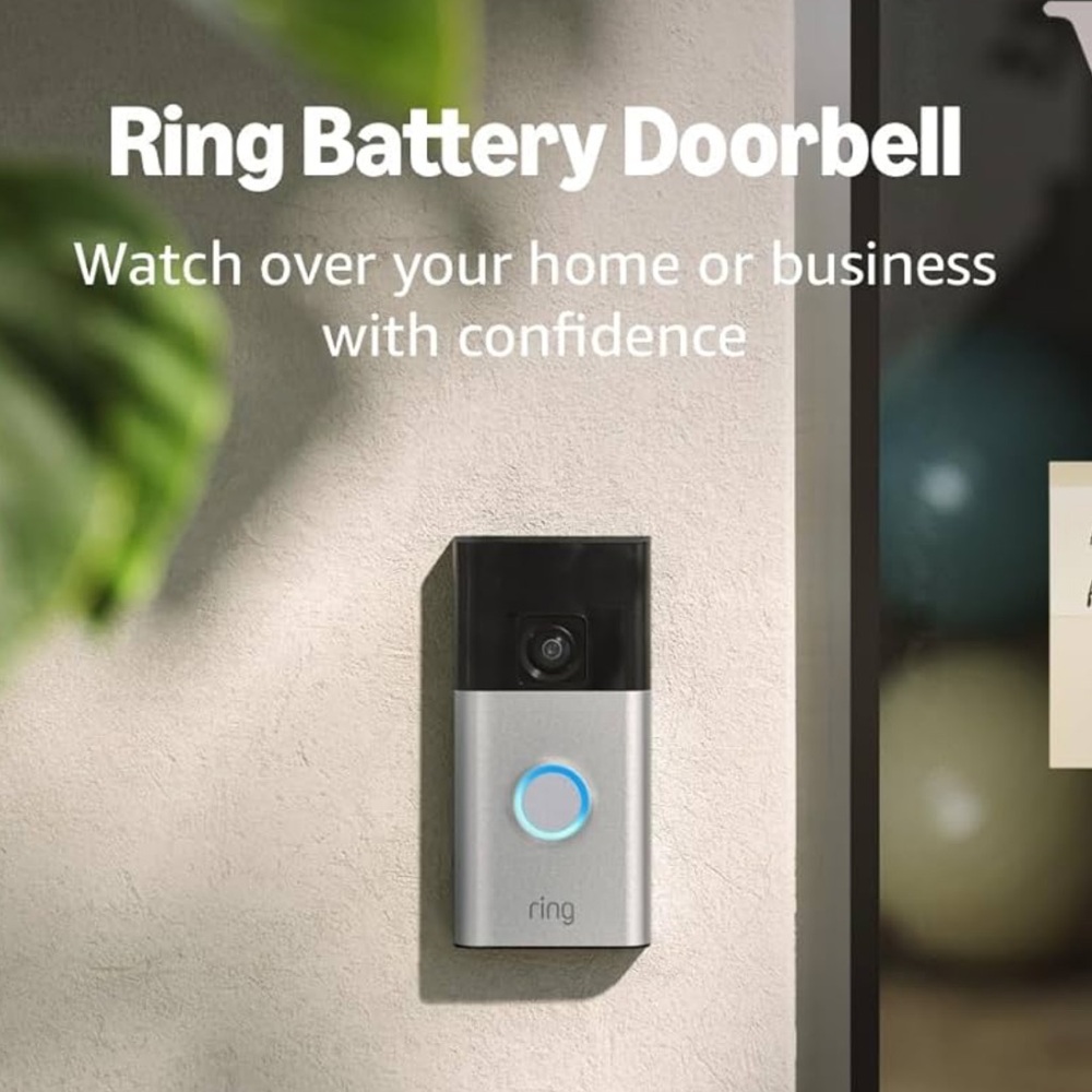 Ring Battery Doorbell in Black and Silver Finish